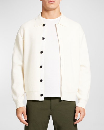 Theory Men's Cameron Wool Cardigan Sweater In Stone White