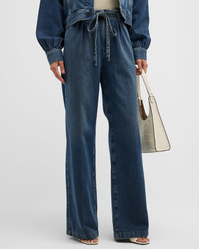 Ag Devin Wide Pleated Jeans With Belt In King Street