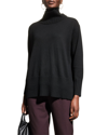 Eileen Fisher Ribbed Turtleneck Sweater In Black