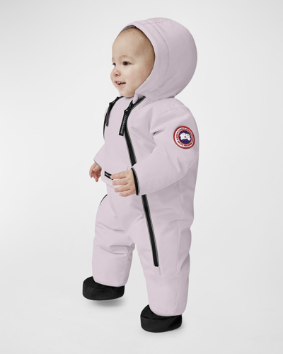 Canada Goose Kid's Lamb Snowsuit With Fur Trim In Lucent Rose