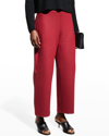 Eileen Fisher High Waist Wool Wide Leg Pants In Deep Claret