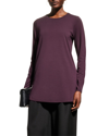 Eileen Fisher Side-slit Crewneck Jersey Tunic In Cassis