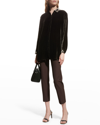 Eileen Fisher Missy Velvet Button-front Shirt In Woodland