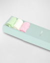 Stems Plush Cozy Ankle Socks 3-pack In Mint/pink/ivory