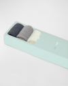 Stems Plush Cozy Ankle Socks 3-pack In Grey/ivory/charco