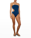 Onia Lele Bandeau One-piece Swimsuit In Blue Opal