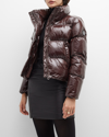 Noize Women's Cropped Pillow Collar Puffer With Channel Quilt Coat In Espresso
