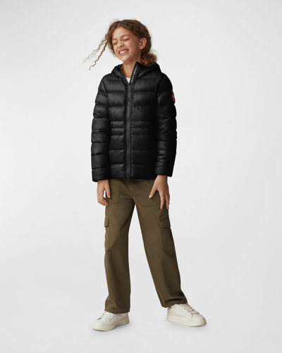 Canada Goose Kid's Cypress Youth Logo Quilted Jacket In Black