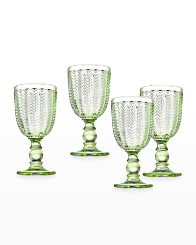 Godinger Twill Green Goblet Glasses, Set Of 4