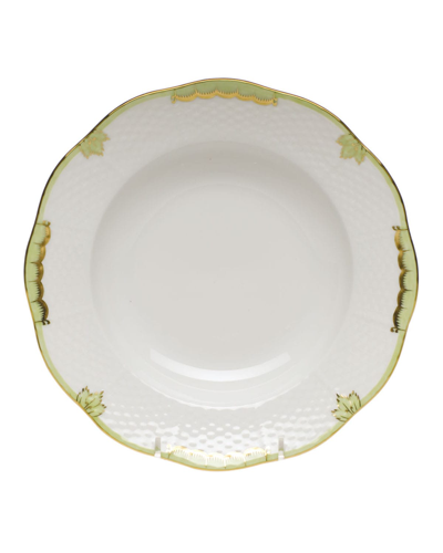 Herend Princess Victoria Green Rim Soup Bowl In Grey