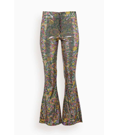 La Doublej Disco Floral-print Sequined Tulle Flared Pants In Multi