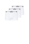 Hugo Boss Three-pack Of Stretch-cotton Trunks With Logo Waistbands In White