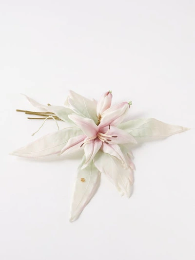 Gucci Gg-plaque Floral Brooch In Pink