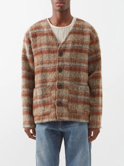 Our Legacy Check V-neck Wool & Alpaca Blend Cardigan In Check Mohair