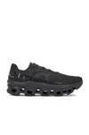 On Cloudmster Rubber-trimmed Mesh Running Sneakers In All Black