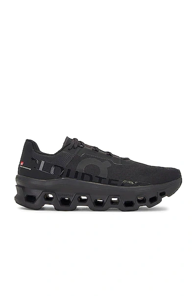 On Cloudmster Rubber-trimmed Mesh Running Trainers In Black