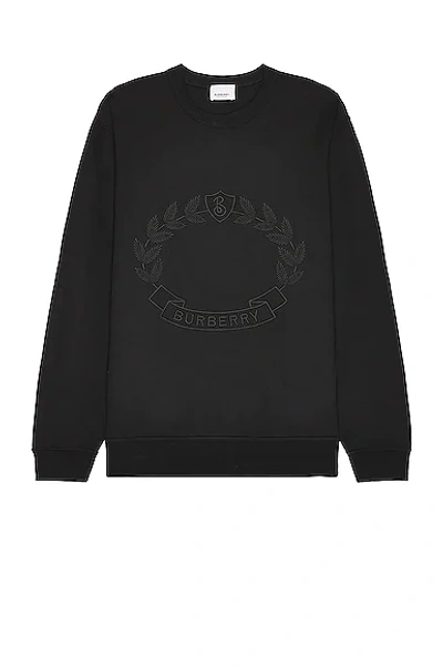 Burberry Bram Embroidered Crest Sweatshirt In Black