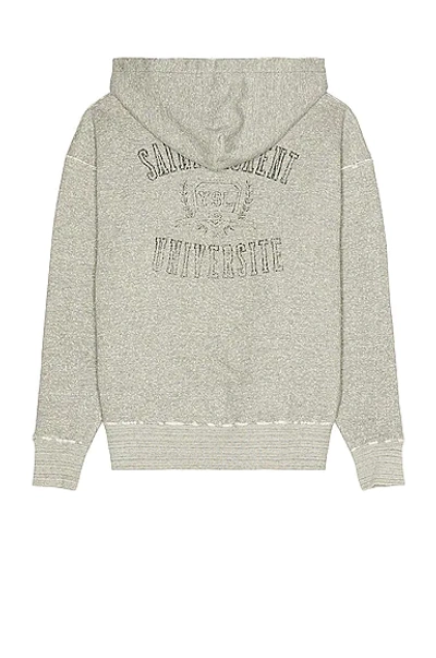 Saint Laurent Grunge University Hoodie In Grey