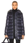Moncler Suyen Longline Puffer Down Jacket In Navy Blue