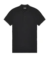 Tom Ford Classic Black Pique Polo With Textured Finish In Black
