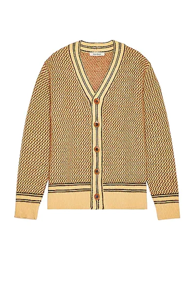 Wales Bonner Clarinet Jacquard-knit Recycled Cashmere-blend Cardigan In Yellow