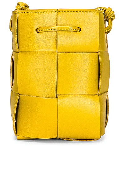 Bottega Veneta Mini Cross Body Bucket Bag In Pollen & Gold