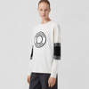 BURBERRY BURBERRY LOGO GRAPHIC APPLIQUÉ WOOL CASHMERE SWEATER