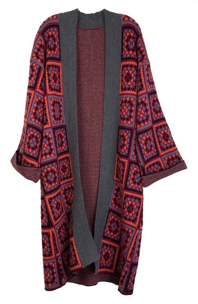 Saachi Crochet Square Kimono In Red