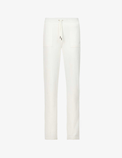 Juicy Couture Del Ray Straight-leg High-rise Velour Jogging Bottoms In Sugar Swizzle