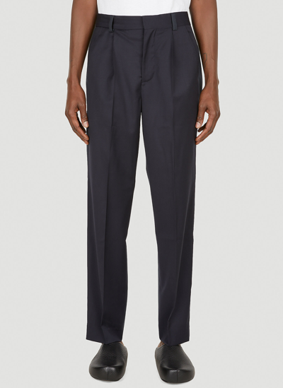Another Aspect Tailored Contrast Panel Pants In Blue
