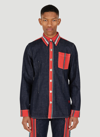 Wales Bonner Cotonou Patch Pocket Denim Shirt In Blue