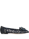 Dolce & Gabbana Slipper In Taormina Lace With Crystals In Black