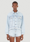 Alexander Wang Logo Printed Cotton Denim Jacket In Blue