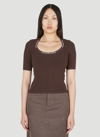 Alexander Wang Bodycon With Logo Jacquard T-shirt In Brown