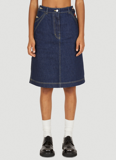 Kenzo Knee-length Denim Skirt In Rinse Blue Denim