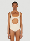 Courrèges Hollowed-out Elastic Leotard In Beige