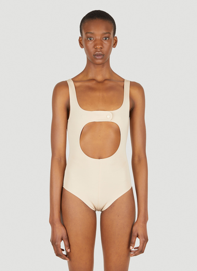 Courrèges Circle Button Bodysuit In Beige