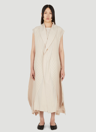 Issey Miyake Ripples Shawl-collar Cotton-blend Coat In Ivory