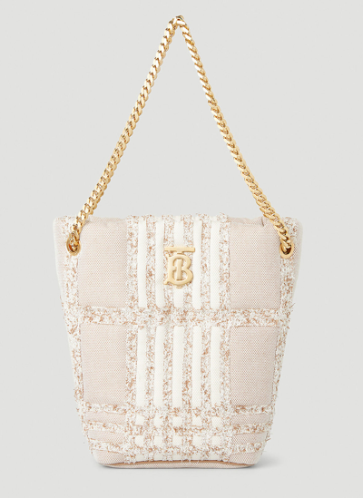 Burberry Small Lola Needle Punch Embroidered Canvas Bucket Bag In Cream