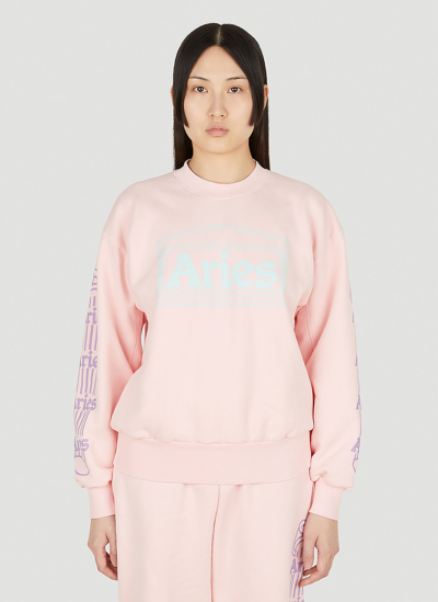 Aries Pink Cotton Column Sweatshirt