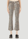 Ganni Print Denim Betzy Cropped Jeans Leopard In Brown