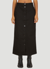 Raf Simons Logo Patch Buttoned-up Denim Midi Skirt In Black