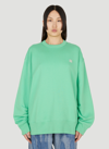 Acne Studios Faro Face Patch Organic Cotton Sweatshirt In Green