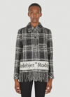 Rodebjer Olivia Logo Checked Wool Jacket In Black