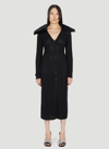 Blumarine Midi Dress In Black Knit With Eco-fur Collar In Black