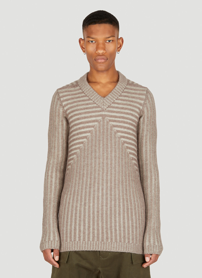 Rick Owens Ribbed Wool And Mohair Blend Sweater In Grey