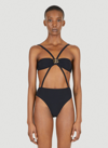 Dolce & Gabbana Logo-plaque Cut-out Swimsuit In Black