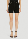 Dolce & Gabbana Logo Plaque High-waist Denim Shorts In Black
