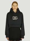 Dolce & Gabbana Cropped Crystal-embellished Hoodie In Black