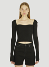 Dolce & Gabbana Ribbed-knit Square-neck Jumper In Black